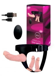 Женский страпон с 3 насадками и вибрацией - Erowoman-Eroman - купить с доставкой в Энгельсе