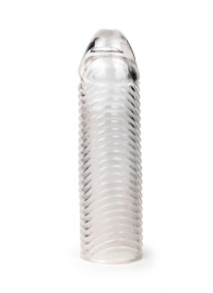 Прозрачная закрытая насадка на пенис с ребрышками - 16 см. - Sex Expert - в Энгельсе купить с доставкой