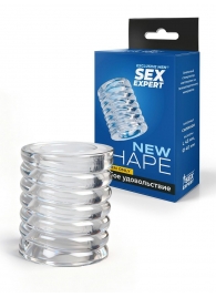 Прозрачная сквозная насадка на пенис с ребрышками - Sex Expert - в Энгельсе купить с доставкой