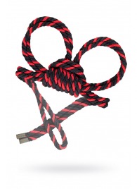 Черно-красные наручники-оковы ’’Узел-омега’’ из хлопковой веревки - Pecado - купить с доставкой в Энгельсе