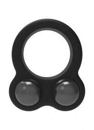 Черное эрекционное кольцо с утяжелителями Cockring Dual Weight - Dream Toys - в Энгельсе купить с доставкой
