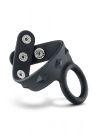 Черное эрекционное кольцо с подхватом мошонки на кнопках VS6 - Blush Novelties - в Энгельсе купить с доставкой