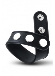 Черное эрекционное кольцо на кнопках - Blush Novelties - в Энгельсе купить с доставкой