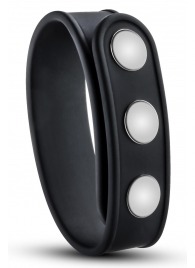 Черное эрекционное кольцо на кнопках - Blush Novelties - в Энгельсе купить с доставкой