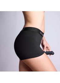 Черные трусики-боксеры для фиксации насадок Strap-on-me Harness Lingerie Allure - size XS - Strap-on-me - купить с доставкой в Энгельсе