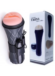 Телесный мастурбатор-вагина в черной колбе с вибрацией - Boys of Toys - в Энгельсе купить с доставкой