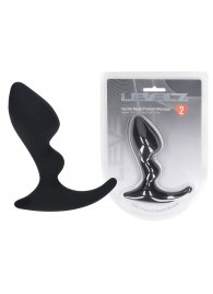 Черная анальная пробка для массажа простаты Double Ripple Silicone Prostate Massager - Shots Media BV - в Энгельсе купить с доставкой