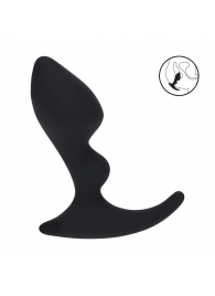 Черная анальная пробка для массажа простаты Double Ripple Silicone Prostate Massager - Shots Media BV - в Энгельсе купить с доставкой