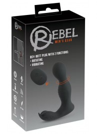 Черная анальная пробка с вибрацией, вращением и пультом ДУ RC Butt Plug with 2 Functions - Orion - в Энгельсе купить с доставкой