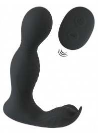 Черная анальная пробка с вибрацией, вращением и пультом ДУ RC Butt Plug with 2 Functions - Orion - в Энгельсе купить с доставкой
