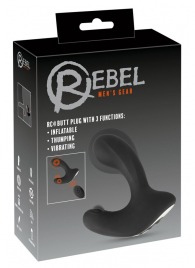 Черная анальная вибропробка с функцией расширения RC Butt Plug with 3 functions - Orion - в Энгельсе купить с доставкой
