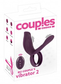 Фиолетовая насадка на член с клиторальным отростком и пультом ДУ RC Couple’s Vibrator 2 - Orion - в Энгельсе купить с доставкой