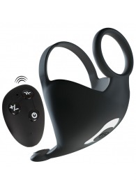 Черная вибронасадка для эрекции и стимуляции мошонки Cock ring with RC ball massager - Orion - в Энгельсе купить с доставкой