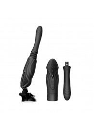 Черная секс-машина с функцией нагрева, насадками и присоской Sesh - Zalo - купить с доставкой в Энгельсе