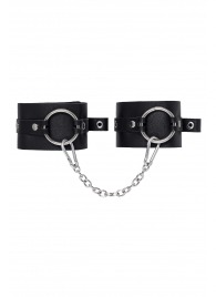 Черные оковы из толстой кожи с люверсами - Pecado - купить с доставкой в Энгельсе