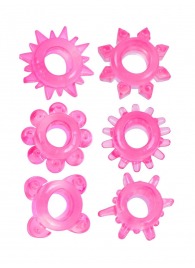 Набор из 6 розовых эрекционных колец с различным рельефом - Erowoman-Eroman - в Энгельсе купить с доставкой