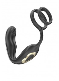 Черная анальная пробка с вращением и эрекционными кольцами - Ibiza - в Энгельсе купить с доставкой