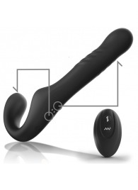 Черный безремневой страпон с вибрацией и возвратно-поступательными движениями - 24 см. - Ibiza - купить с доставкой в Энгельсе