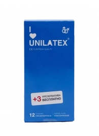 Классические презервативы Unilatex Natural Plain - 12 шт. + 3 шт. в подарок - Unilatex - купить с доставкой в Энгельсе