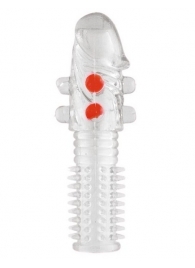 Гелевая прозрачная насадка с шариками и шипами - 14 см. - Toyfa Basic - в Энгельсе купить с доставкой