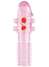 Гелевая розовая насадка с шариками и шипами - 14 см. - ToyFa - в Энгельсе купить с доставкой
