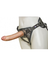 Насадка-фаллоимитатор на кожаных трусиках Harness Ultra Realistic 7  - 18 см. - LOVETOY (А-Полимер) - купить с доставкой в Энгельсе