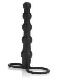 Насадка на пенис для двойного проникновения Silicone Beaded Double Rider - 14 см. - California Exotic Novelties - в Энгельсе купить с доставкой