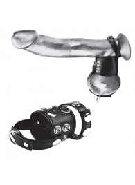 Утяжка на пенис и мошонку Cock Ring With 1.5  Ball Stretcher And Optional Weight Ring - BlueLine - купить с доставкой в Энгельсе