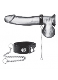 Утяжка на пенис с поводком Snap Cock Ring With 12  Leash - BlueLine - купить с доставкой в Энгельсе