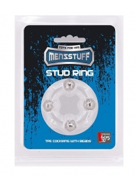 Эрекционное кольцо с 4 бусинами MENZSTUFF STUD RING CLEAR - Dream Toys - в Энгельсе купить с доставкой