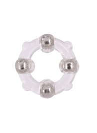 Эрекционное кольцо с 4 бусинами MENZSTUFF STUD RING CLEAR - Dream Toys - в Энгельсе купить с доставкой