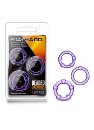 Набор из 3 фиолетовых эрекционных колец Stay Hard Beaded Cockrings - Blush Novelties - в Энгельсе купить с доставкой