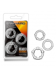 Набор из 3 прозрачных эрекционных колец Stay Hard Beaded Cockrings - Blush Novelties - в Энгельсе купить с доставкой