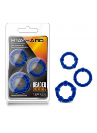 Набор из 3 синих эрекционных колец Stay Hard Beaded Cockrings - Blush Novelties - в Энгельсе купить с доставкой