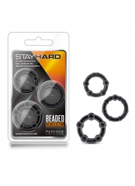 Набор из 3 чёрных эрекционных колец Stay Hard Beaded Cockrings - Blush Novelties - в Энгельсе купить с доставкой