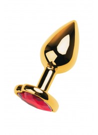 Золотистая анальная пробка с кристаллом-сердцем - 7,5 см. - ToyFa - купить с доставкой в Энгельсе