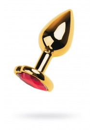 Золотистая анальная пробка с кристаллом-сердцем - 7,5 см. - ToyFa - купить с доставкой в Энгельсе