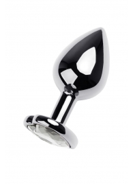 Серебристая анальная пробка с прозрачным кристаллом-сердцем - 8 см. - ToyFa - купить с доставкой в Энгельсе