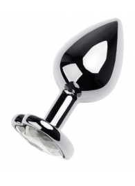 Серебристая анальная пробка с прозрачным кристаллом-сердцем - 8 см. - ToyFa - купить с доставкой в Энгельсе