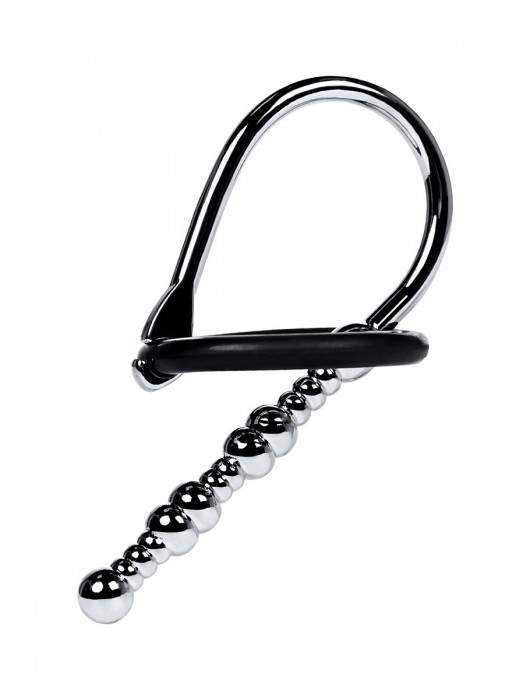 Серебристый уретральный плаг-бусины TOYFA Metal с мягким фиксириющим кольцом - ToyFa - купить с доставкой в Энгельсе