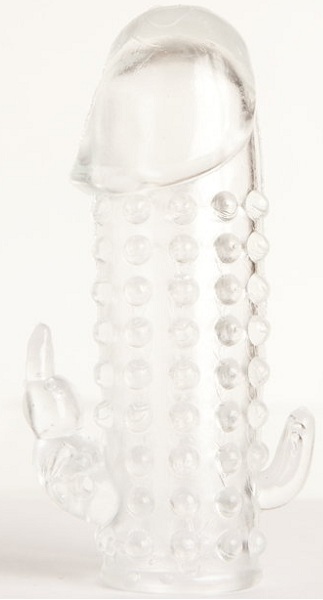 Гелевая прозрачная насадка с 2 отростками - 13 см. - Toyfa Basic - в Энгельсе купить с доставкой