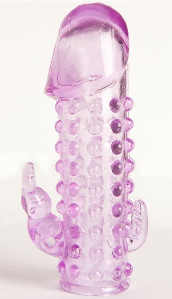 Закрытая фиолетовая насадка с 2 отростками - 13 см. - Toyfa Basic - в Энгельсе купить с доставкой