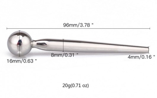 Гладкий металлический уретральный плаг с шариком - 9,6 см. - Notabu - купить с доставкой в Энгельсе