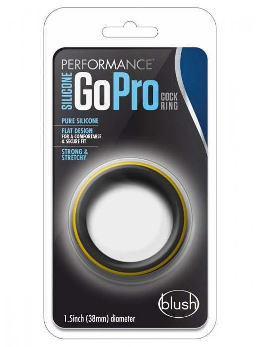 Черно-желтое силиконовое эрекционное кольцо Silicone Go Pro Cock Ring - Blush Novelties - в Энгельсе купить с доставкой