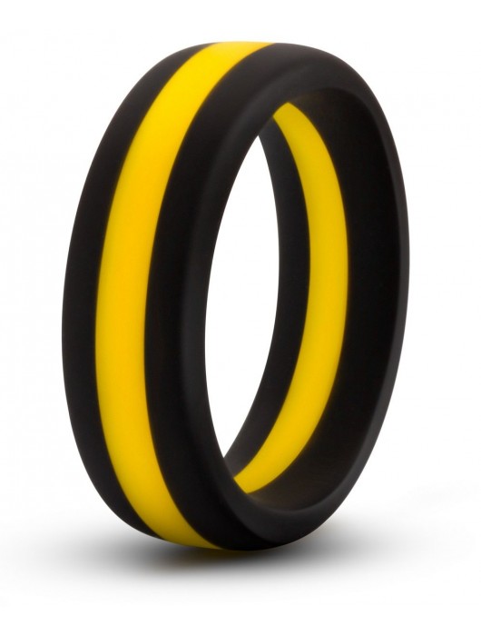 Черно-желтое силиконовое эрекционное кольцо Silicone Go Pro Cock Ring - Blush Novelties - в Энгельсе купить с доставкой