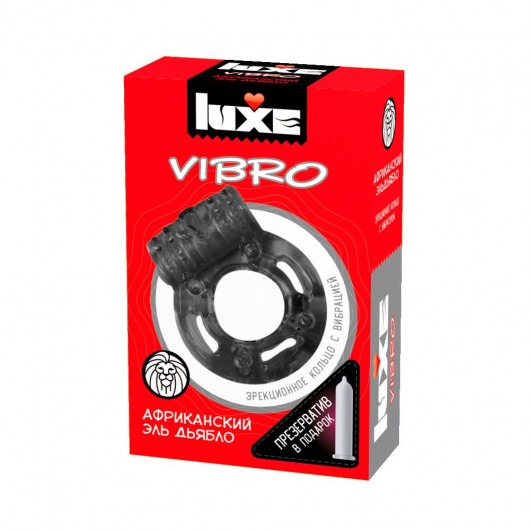 Чёрное эрекционное виброкольцо Luxe VIBRO  Африканский Эль Дьябло  + презерватив - Luxe - в Энгельсе купить с доставкой