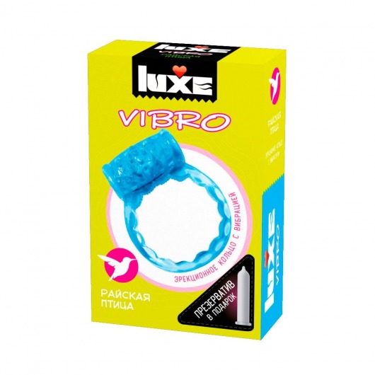 Голубое эрекционное виброкольцо Luxe VIBRO  Райская птица  + презерватив - Luxe - в Энгельсе купить с доставкой