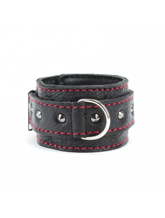 Черные оковы с шипами и контрастной строчкой - БДСМ Арсенал - купить с доставкой в Энгельсе