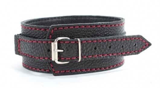 Черный ошейник из натуральной кожи с шипами и D-колечком - БДСМ Арсенал - купить с доставкой в Энгельсе