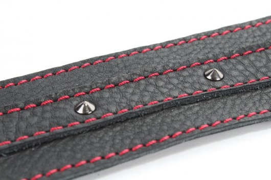 Черный ошейник из натуральной кожи с шипами и D-колечком - БДСМ Арсенал - купить с доставкой в Энгельсе